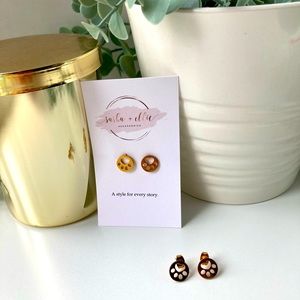 Animal Paw Print Earrings - Gold or Silver